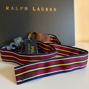 Polo Ralph Lauren Men’s Multicolor Striped Canvas Belt Size L Preppy NWT